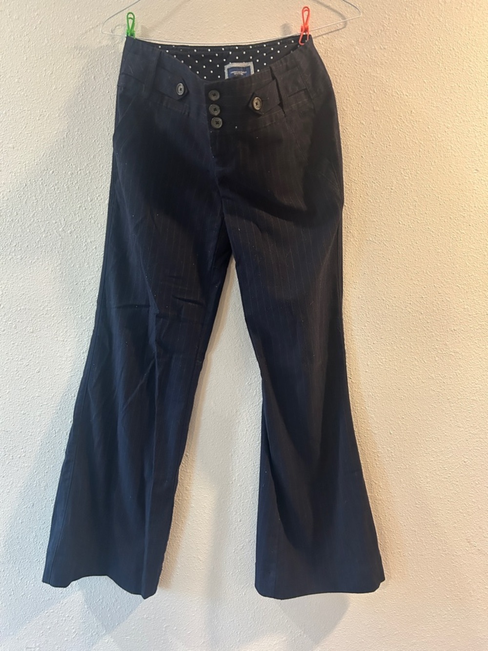 Women’s American Eagle Outfitters Wide/Flare Pinstriped Navy/Brown Pants USED